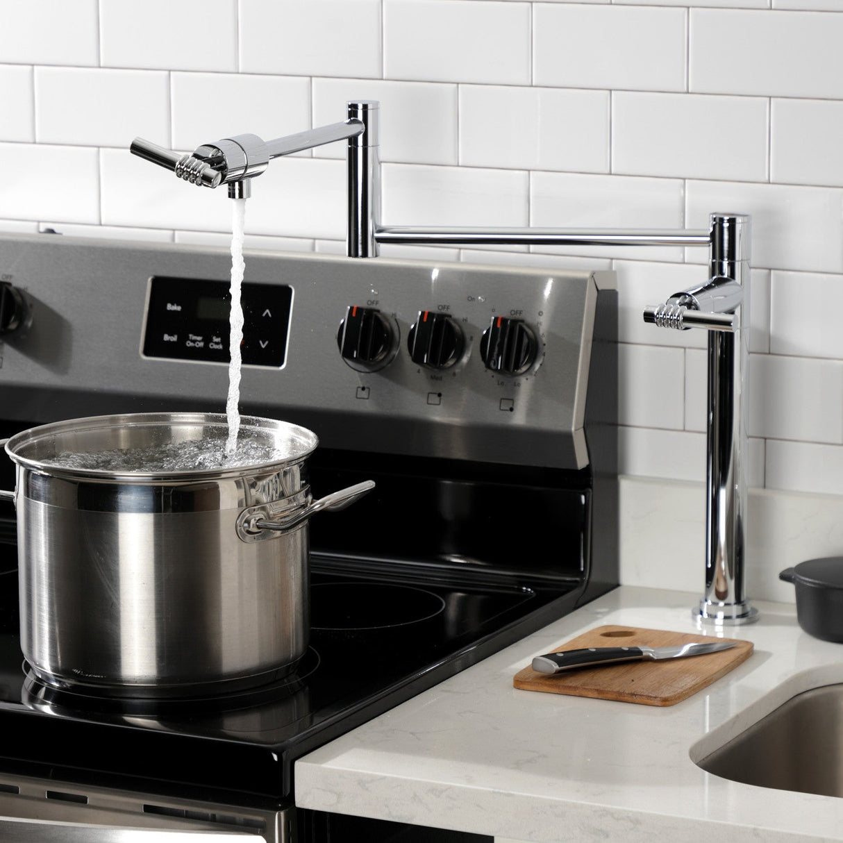 Milano KS4701ML Single-Hole Deck Mount Pot Filler, Polished Chrome