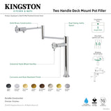 Wendell KS4701RKZ Two-Handle 1-Hole Deck Mount Pot Filler Faucet with Knurled Handle, Polished Chrome