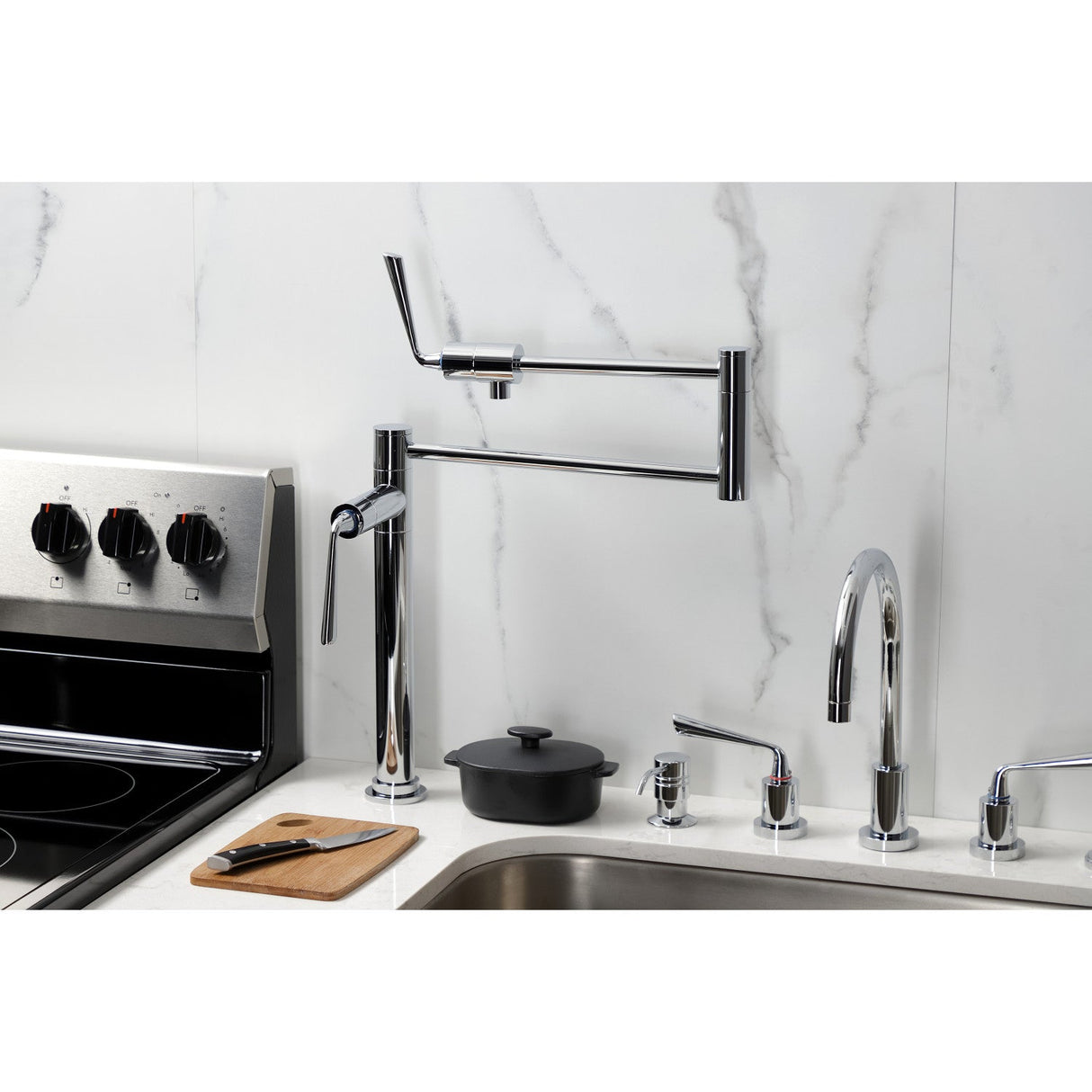 Silver Sage KS4701ZL Single-Hole Deck Mount Pot Filler, Polished Chrome