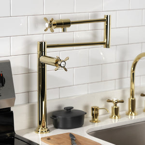 Essex KS4702BEX Single-Hole Deck Mount Pot Filler, Polished Brass