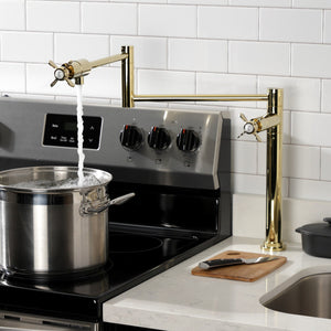 Essex KS4702BEX Single-Hole Deck Mount Pot Filler, Polished Brass