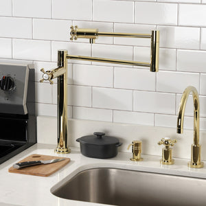 Metropolitan KS4702BX Single-Hole Deck Mount Pot Filler, Polished Brass