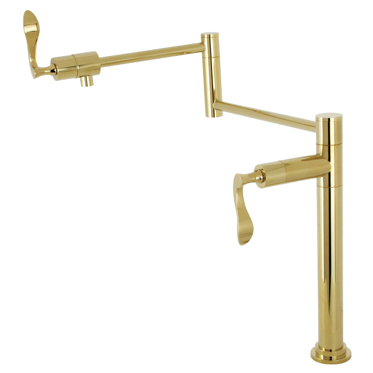 Century KS4702CFL Single-Hole Deck Mount Pot Filler, Polished Brass