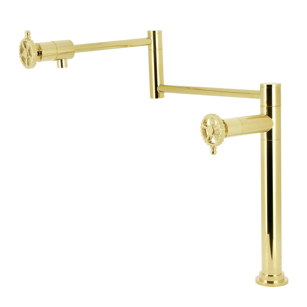 Fuller KS4702CG Two-Handle Deck Mount Pot Filler, Polished Brass