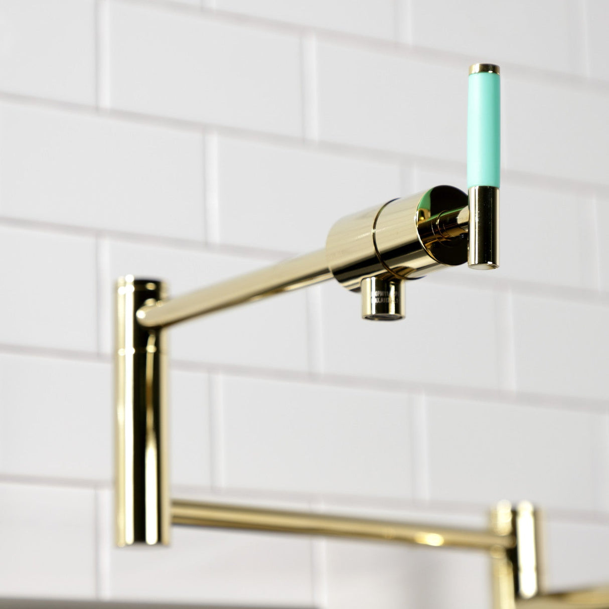 Kaiser KS4702CKL Single-Hole Deck Mount Pot Filler, Polished Brass