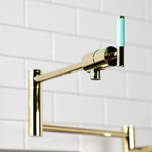 Kaiser KS4702CKL Single-Hole Deck Mount Pot Filler, Polished Brass