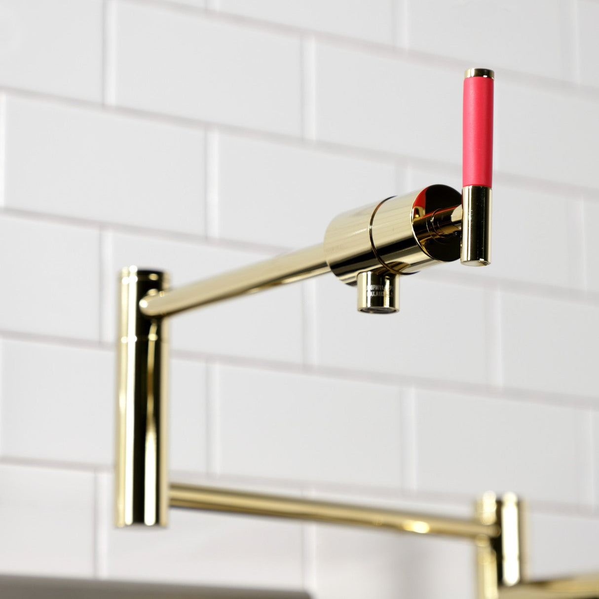 Kaiser KS4702CKL Single-Hole Deck Mount Pot Filler, Polished Brass