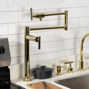 Manhattan KS4702CML Single-Hole Deck Mount Pot Filler, Polished Brass