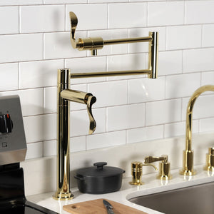 NuWave KS4702DFL Single-Hole Deck Mount Pot Filler, Polished Brass