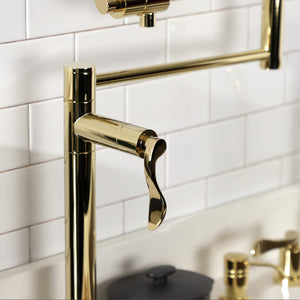 NuWave KS4702DFL Single-Hole Deck Mount Pot Filler, Polished Brass
