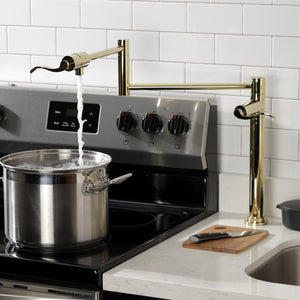 NuWave KS4702DFL Single-Hole Deck Mount Pot Filler, Polished Brass
