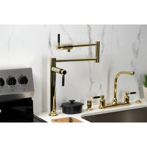 Kaiser KS4702DKL Single-Hole Deck Mount Pot Filler, Polished Brass