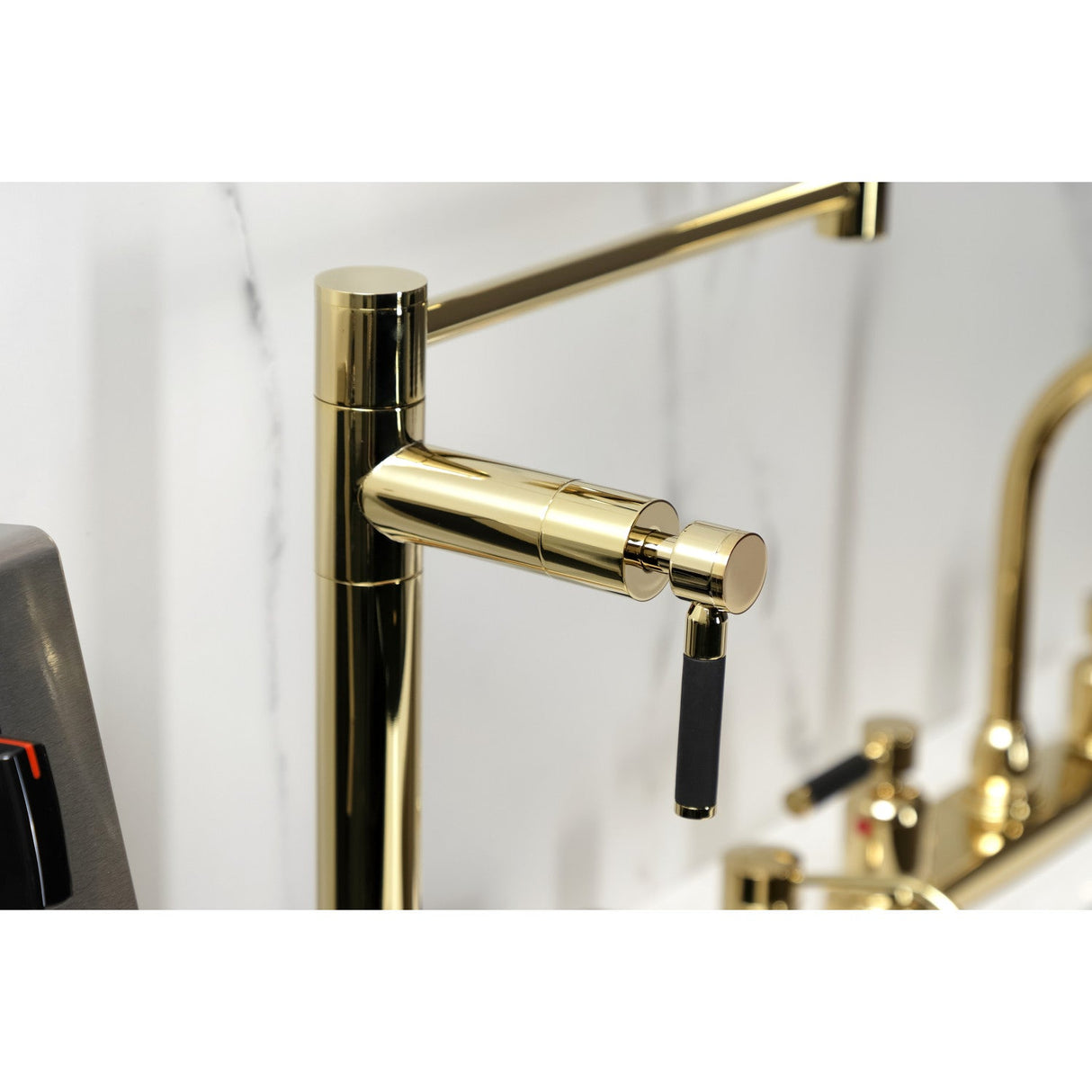 Kaiser KS4702DKL Single-Hole Deck Mount Pot Filler, Polished Brass