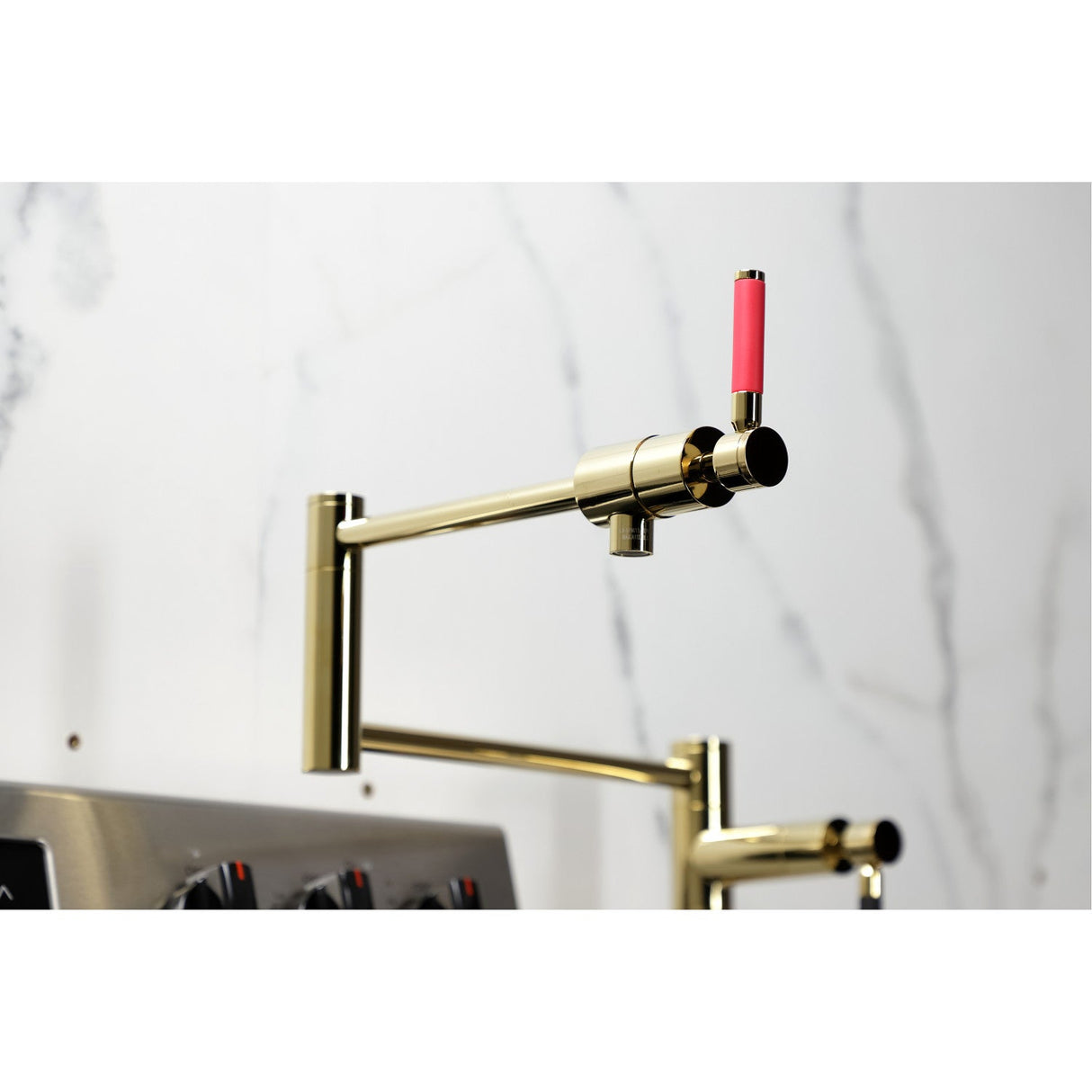 Kaiser KS4702DKL Single-Hole Deck Mount Pot Filler, Polished Brass
