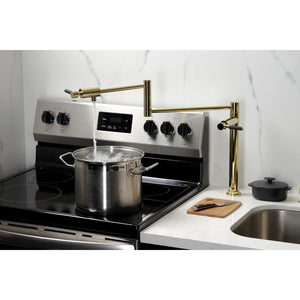 Kaiser KS4702DKL Single-Hole Deck Mount Pot Filler, Polished Brass
