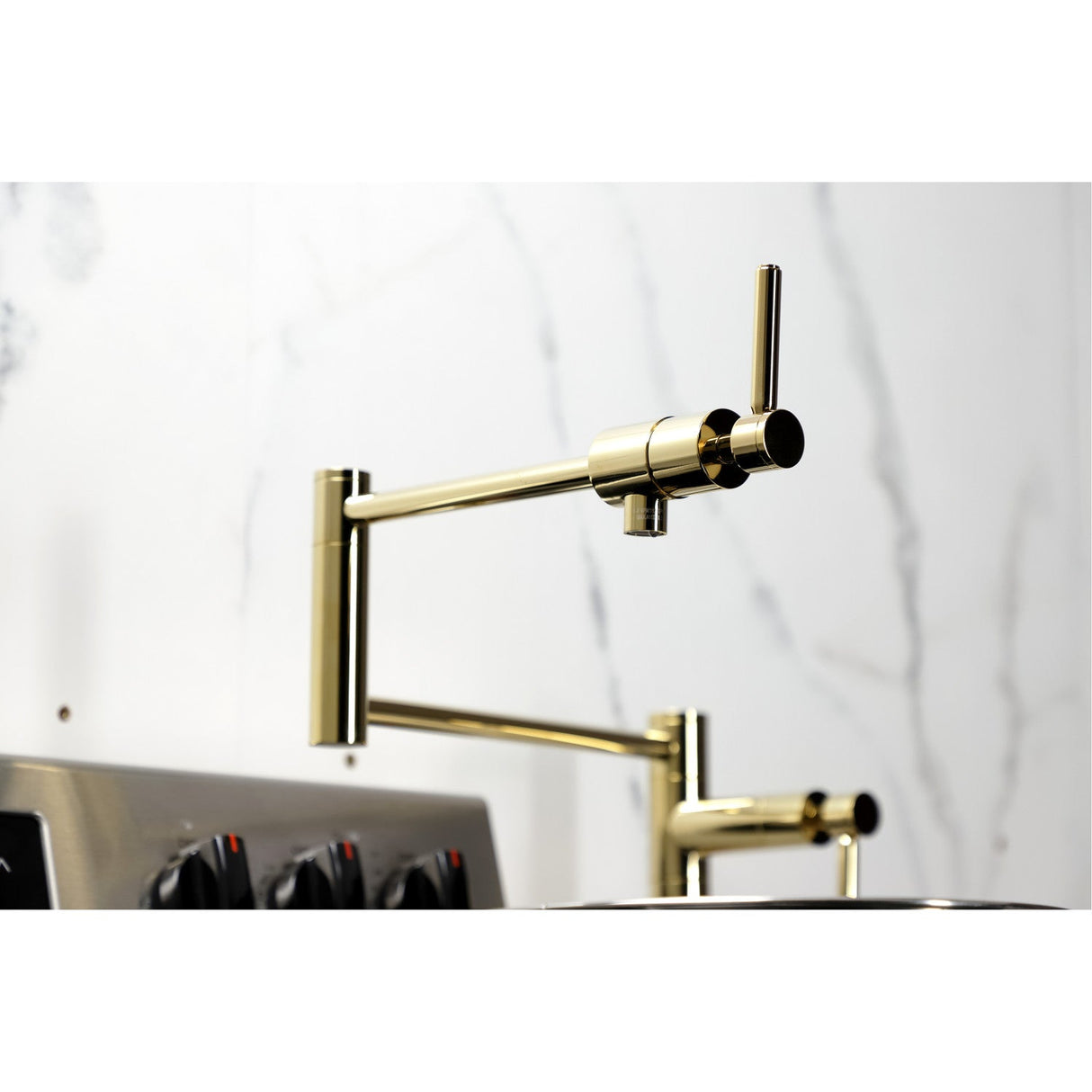 Concord KS4702DL Single-Hole Deck Mount Pot Filler, Polished Brass