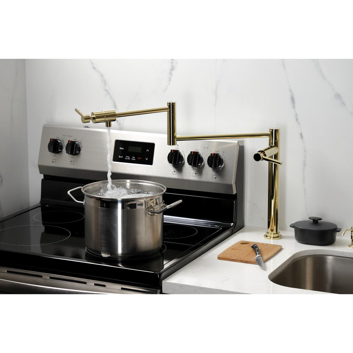 Concord KS4702DL Single-Hole Deck Mount Pot Filler, Polished Brass