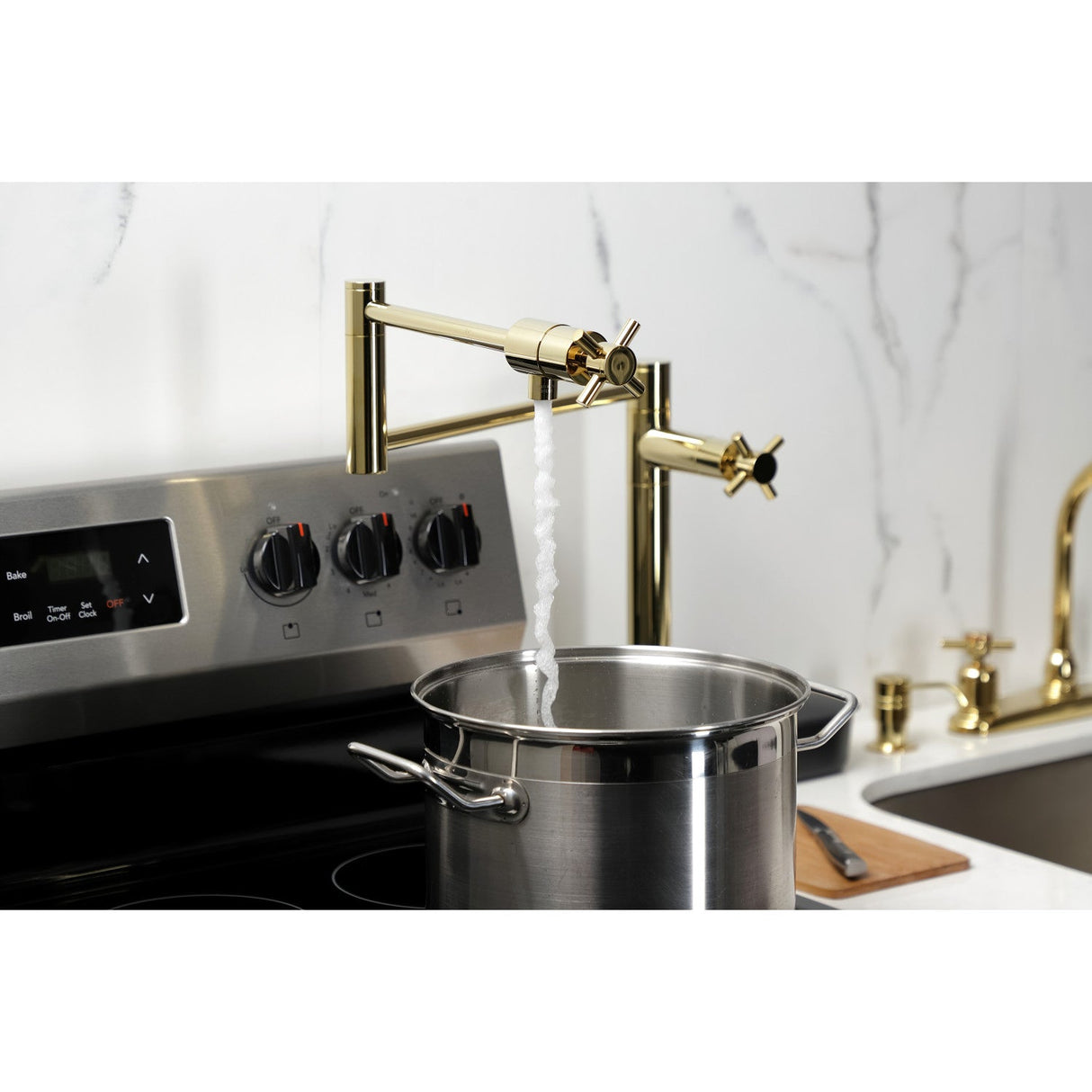 Concord KS4702DX Single-Hole Deck Mount Pot Filler, Polished Brass