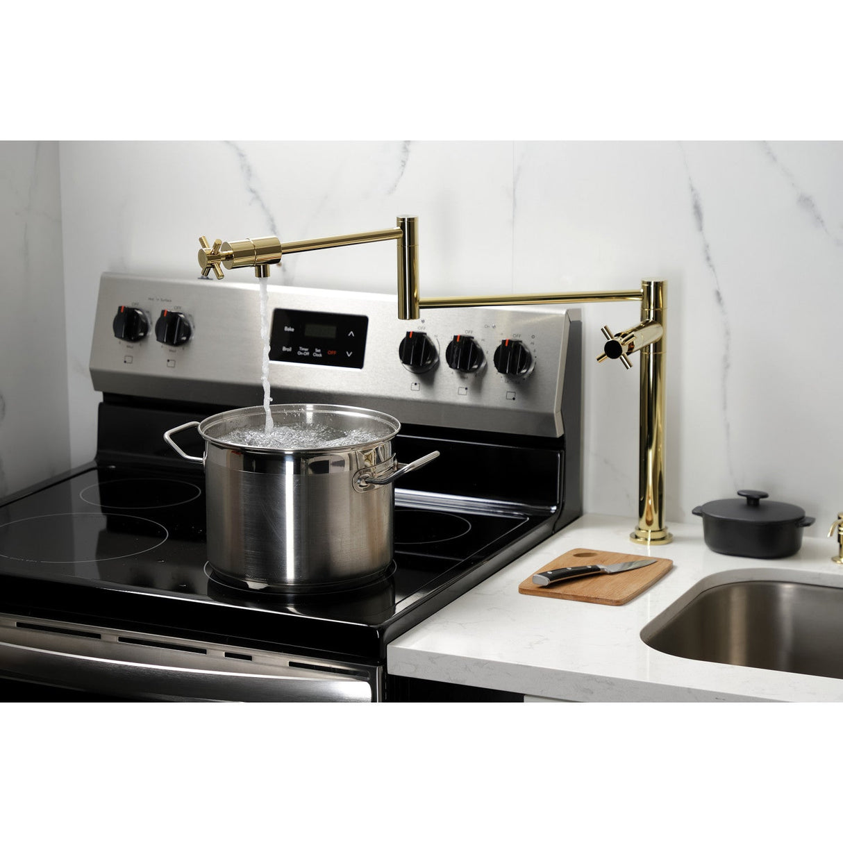 Concord KS4702DX Single-Hole Deck Mount Pot Filler, Polished Brass