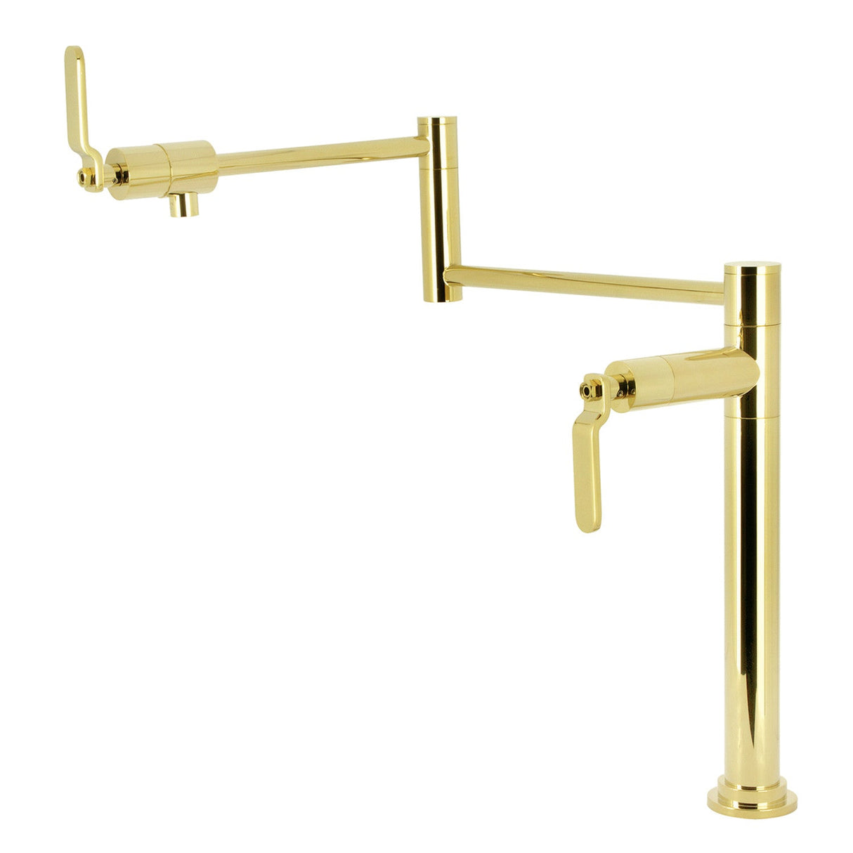 Whitaker KS4702KL Two-Handle Deck Mount Pot Filler, Polished Brass