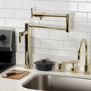 Milano KS4702ML Single-Hole Deck Mount Pot Filler, Polished Brass
