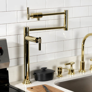 Milano KS4702ML Single-Hole Deck Mount Pot Filler, Polished Brass
