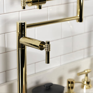 Milano KS4702ML Single-Hole Deck Mount Pot Filler, Polished Brass