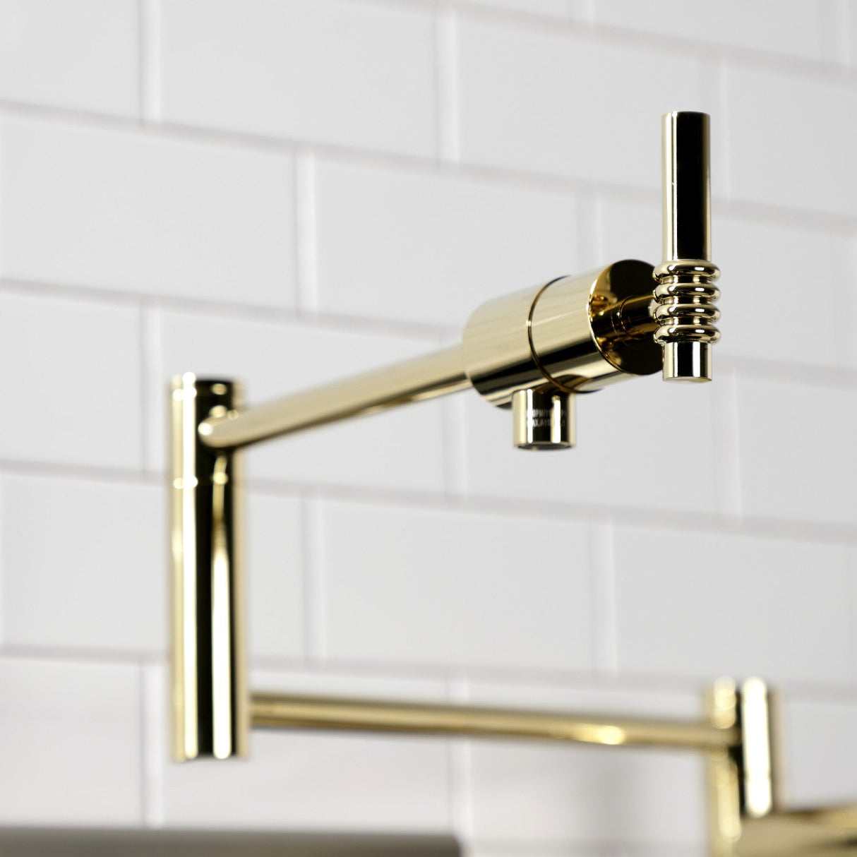 Milano KS4702ML Single-Hole Deck Mount Pot Filler, Polished Brass