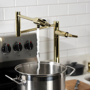 Milano KS4702ML Single-Hole Deck Mount Pot Filler, Polished Brass