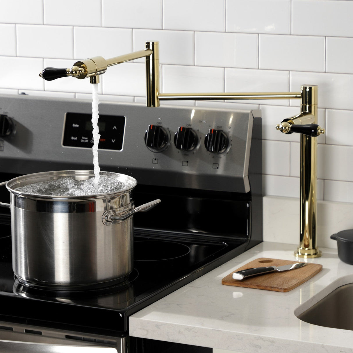 Duchess KS4702PKL Single-Hole Deck Mount Pot Filler, Polished Brass