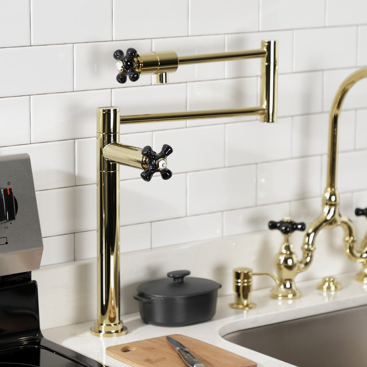 Duchess KS4702PKX Single-Hole Deck Mount Pot Filler, Polished Brass