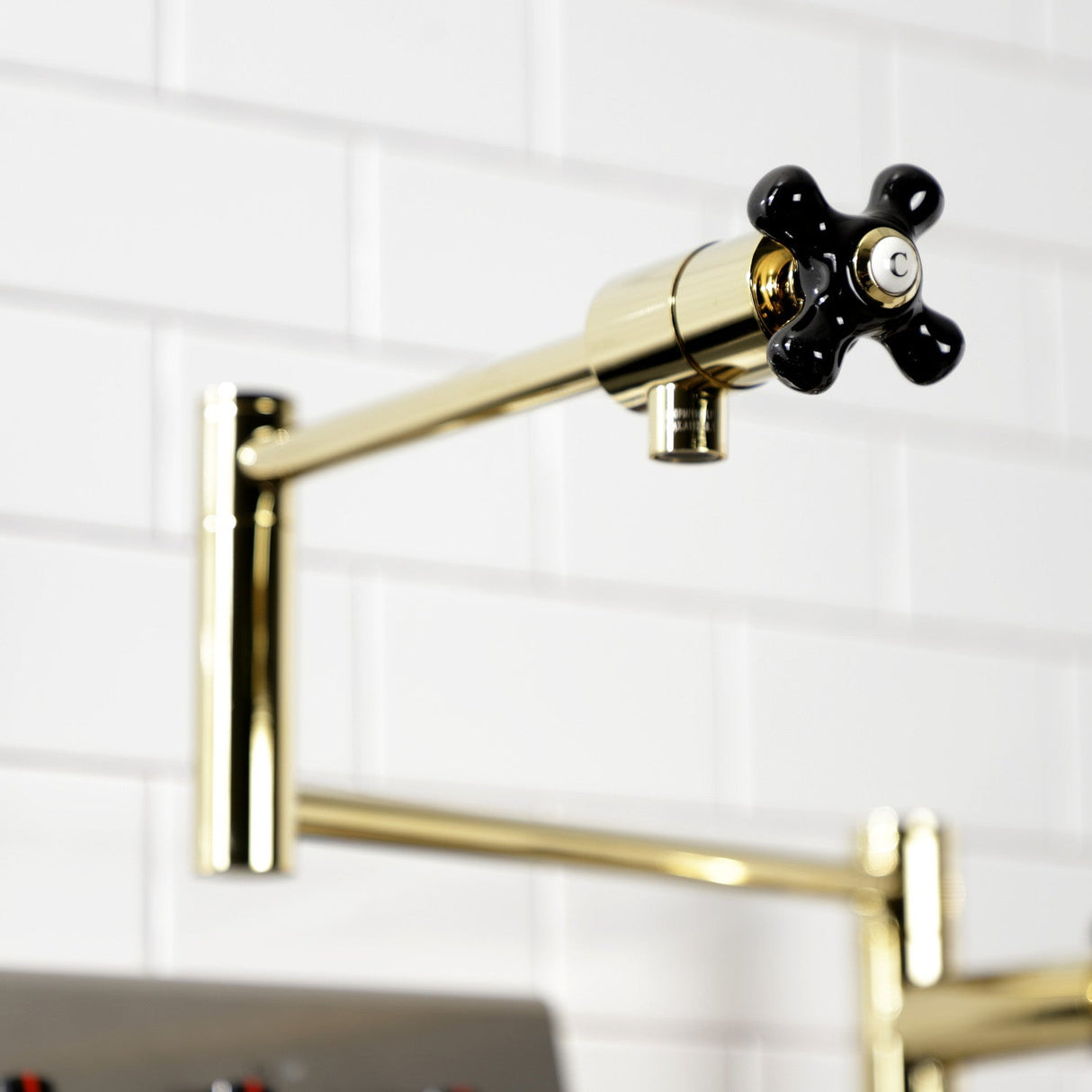 Duchess KS4702PKX Single-Hole Deck Mount Pot Filler, Polished Brass