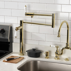 Metropolitan KS4702PL Single-Hole Deck Mount Pot Filler, Polished Brass