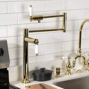 Metropolitan KS4702PL Single-Hole Deck Mount Pot Filler, Polished Brass