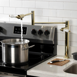 Metropolitan KS4702PL Single-Hole Deck Mount Pot Filler, Polished Brass