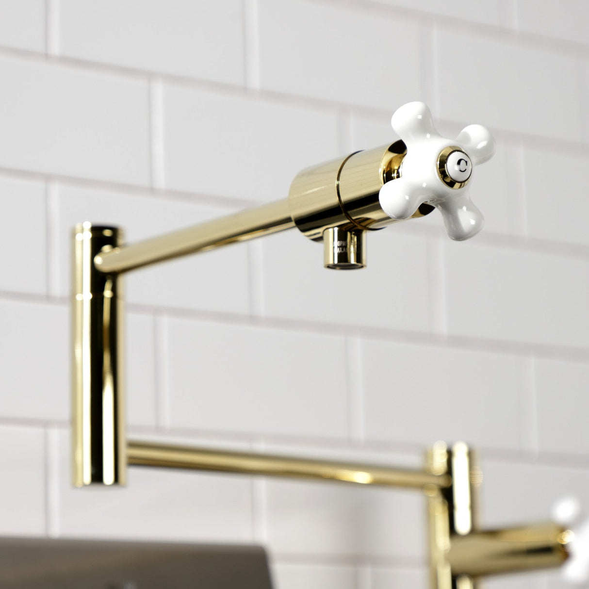 Metropolitan KS4702PX Single-Hole Deck Mount Pot Filler, Polished Brass