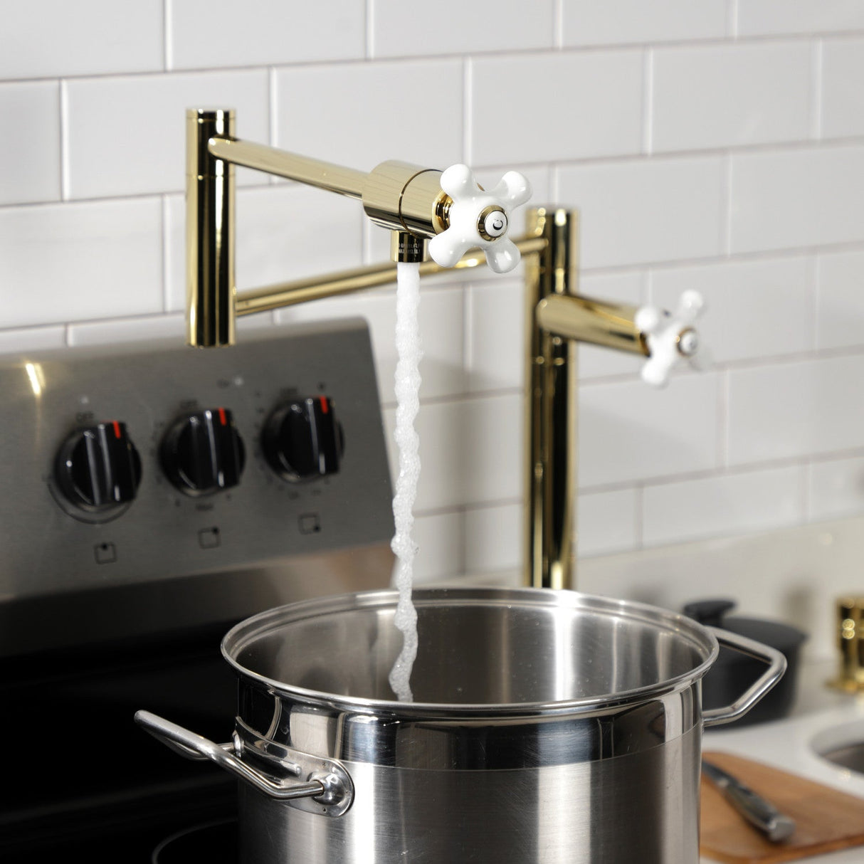 Metropolitan KS4702PX Single-Hole Deck Mount Pot Filler, Polished Brass