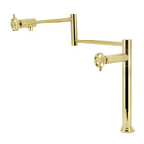 Wendell KS4702RKZ Two-Handle 1-Hole Deck Mount Pot Filler Faucet with Knurled Handle, Polished Brass