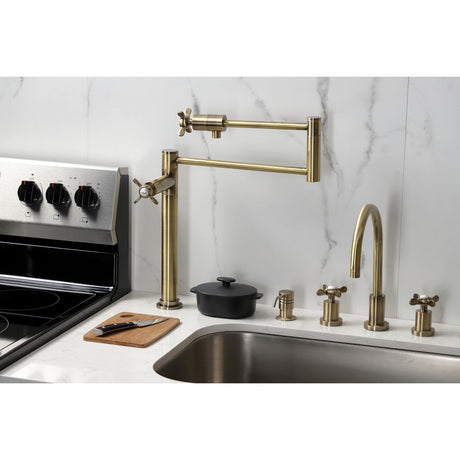 Essex KS4703BEX Single-Hole Deck Mount Pot Filler, Antique Brass