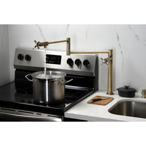 Essex KS4703BEX Single-Hole Deck Mount Pot Filler, Antique Brass
