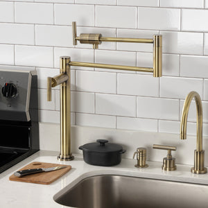 Manhattan KS4703CML Single-Hole Deck Mount Pot Filler, Antique Brass