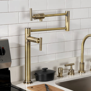Manhattan KS4703CML Single-Hole Deck Mount Pot Filler, Antique Brass