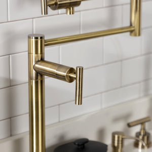Manhattan KS4703CML Single-Hole Deck Mount Pot Filler, Antique Brass