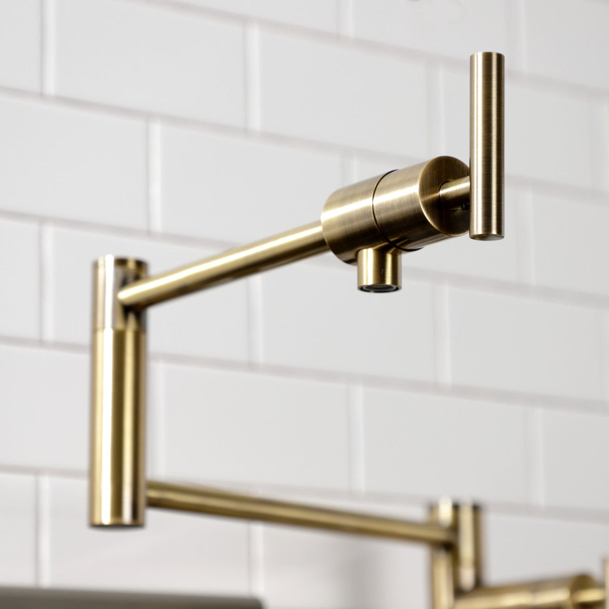 Manhattan KS4703CML Single-Hole Deck Mount Pot Filler, Antique Brass