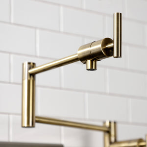 Manhattan KS4703CML Single-Hole Deck Mount Pot Filler, Antique Brass