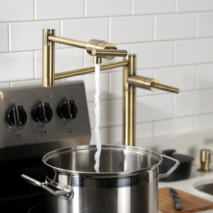 Manhattan KS4703CML Single-Hole Deck Mount Pot Filler, Antique Brass
