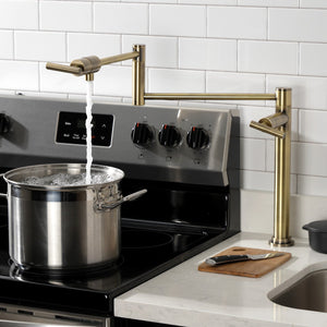 Manhattan KS4703CML Single-Hole Deck Mount Pot Filler, Antique Brass