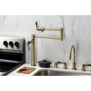 NuWave KS4703DFL Single-Hole Deck Mount Pot Filler, Antique Brass