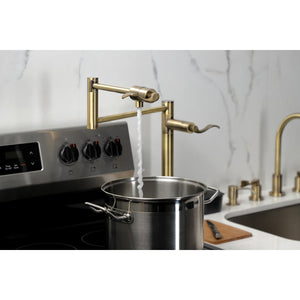 NuWave KS4703DFL Single-Hole Deck Mount Pot Filler, Antique Brass