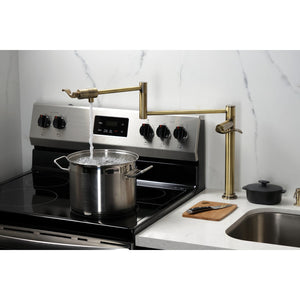 NuWave KS4703DFL Single-Hole Deck Mount Pot Filler, Antique Brass